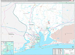 Pensacola-Ferry Pass-Brent Metro Area Wall Map Premium Style 2026